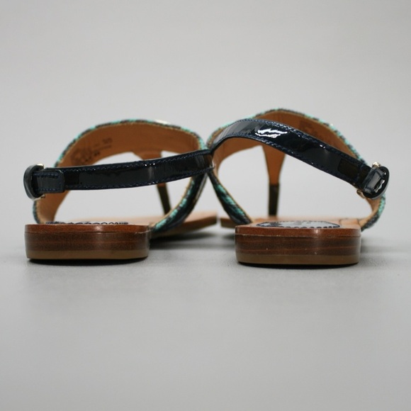 Coach Ladies Sammy Thong Turquoise Blue Zebra Ankle Strap Sandals - Picture 2 of 6